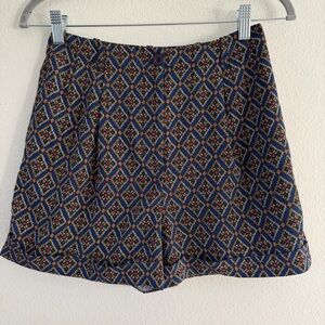 American Apparel Women’s Blue Unique Pleat Geometric Patterned Shorts Size Small